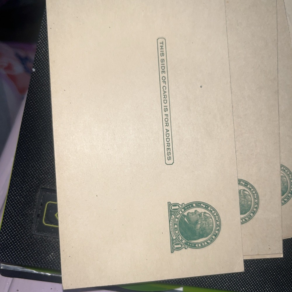 (8)-Antique Post Card USPS Prepaid Thomas Jefferson One Cent Blank NOS Unposted