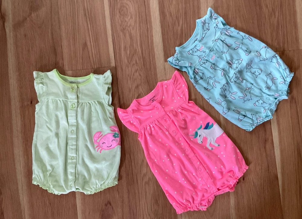 Carter’s 3 Summer Rompers Size 6 Months