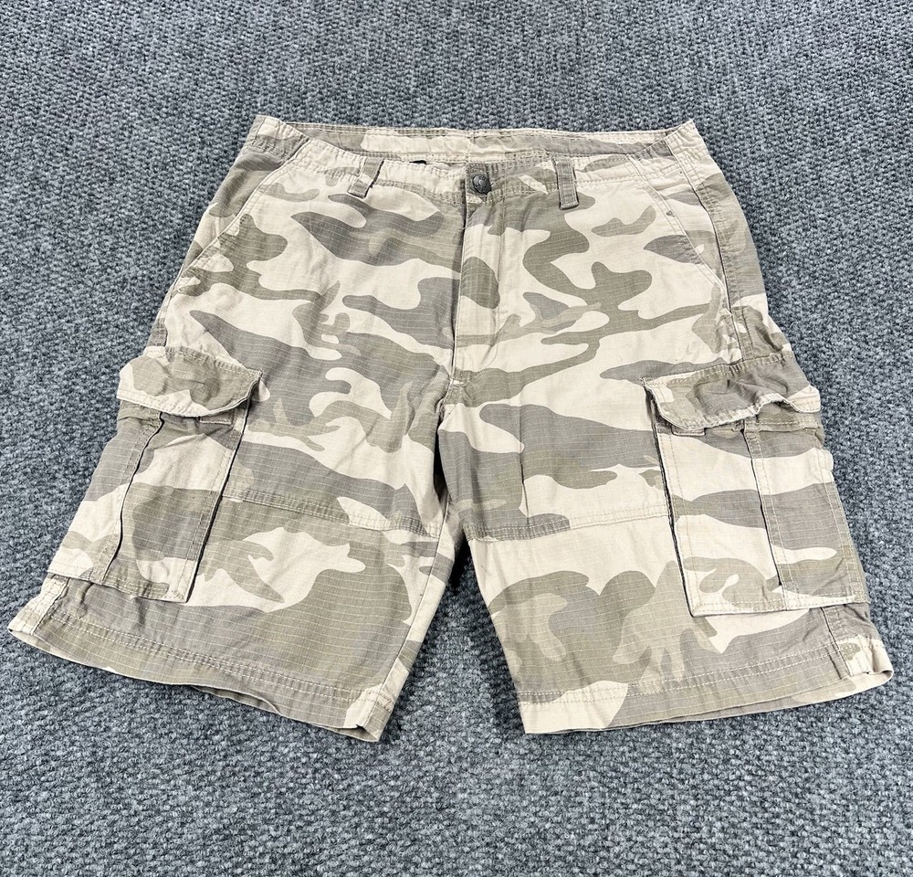 CSG Champs Camo Cargo Shorts Mens 36 Tan Beige Brown  Military Army Work Utility