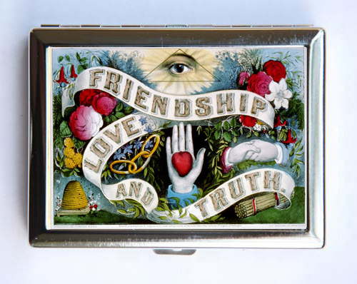 Friendship Love andTruth Cigarette Case Wallet Business Card Holder