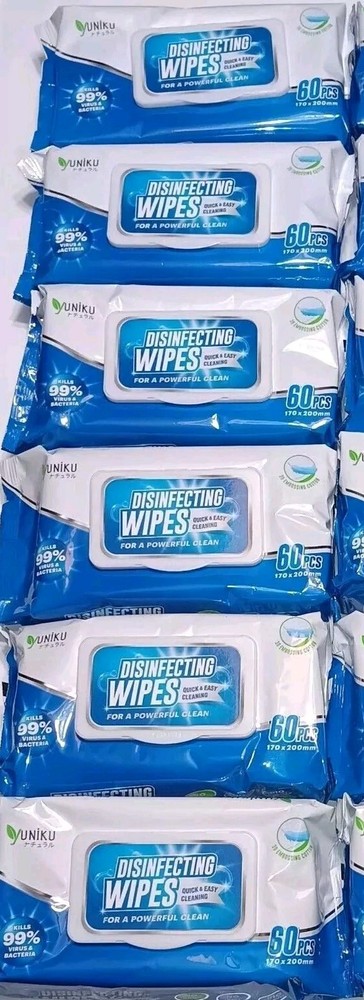 6  PACKS of 60 WIPES (360 Total) Multi-Purpose Sanitary/Disinfectant Wipes