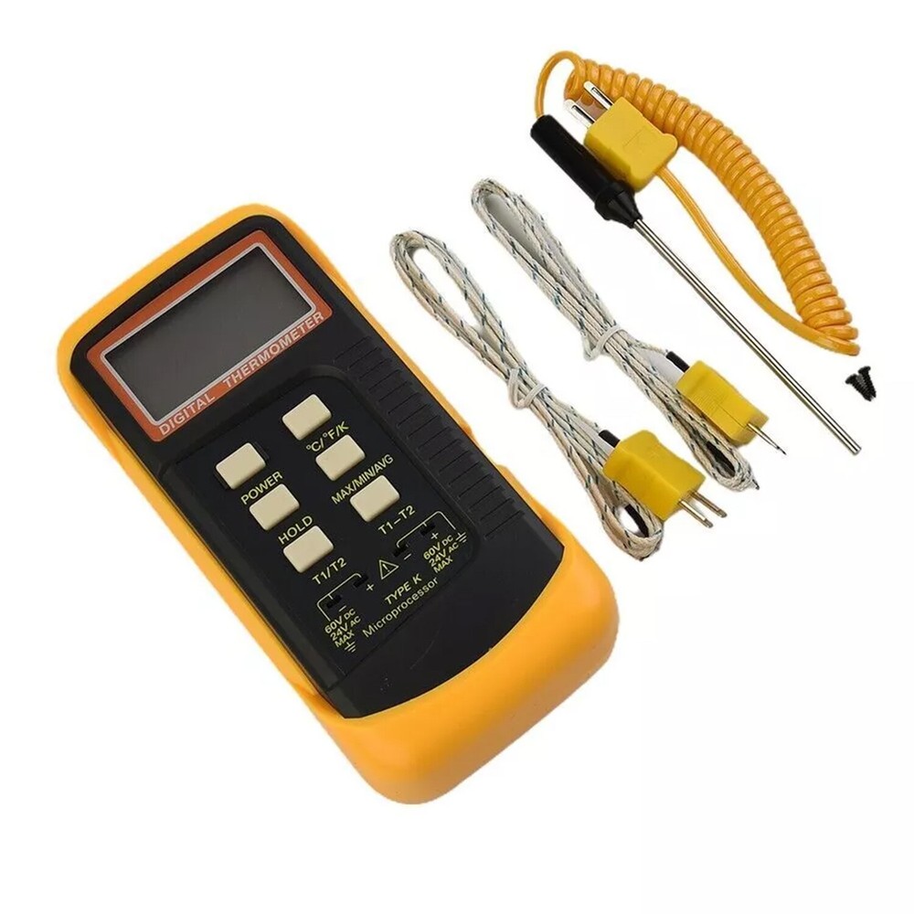 Dual Channel K-Type Digital Thermocouple Thermometer 6802 II 2 Sensors + Probe F