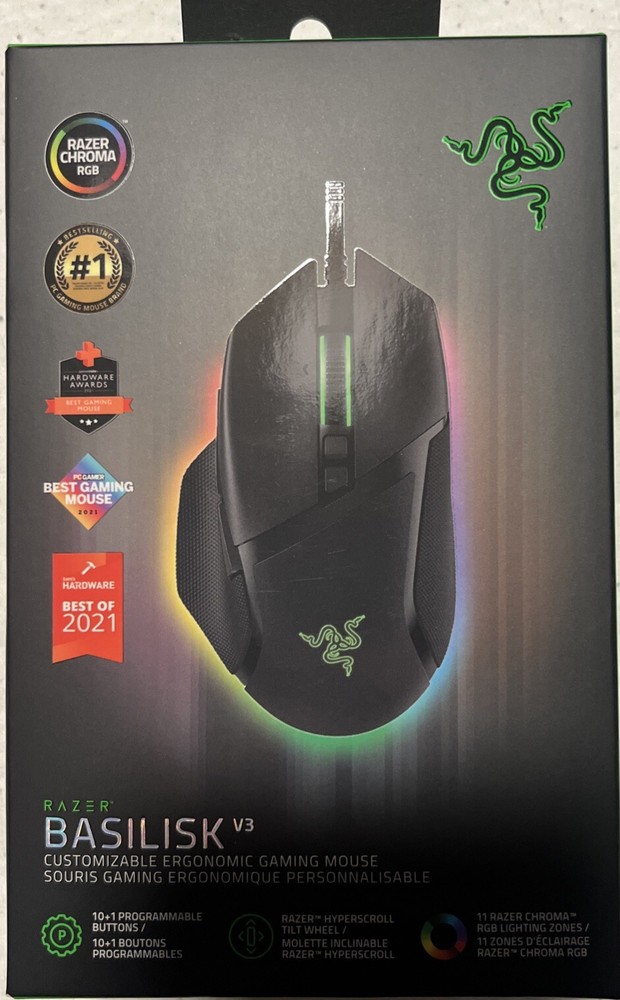Razer Basilisk V3 Ergonomic RGB Gaming Mouse with Customization - New