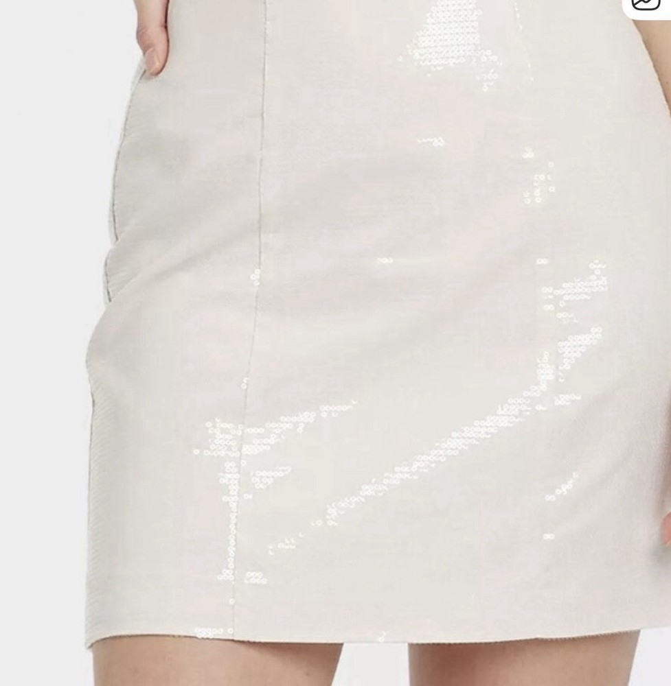 A New Day Women's Sequin Party Mini Skirt - Tan Size 17