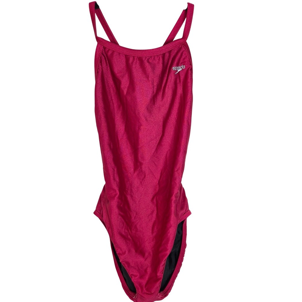 Speedo One Piece Swimsuit Open Back Strappy High Cut Competition Swim 36