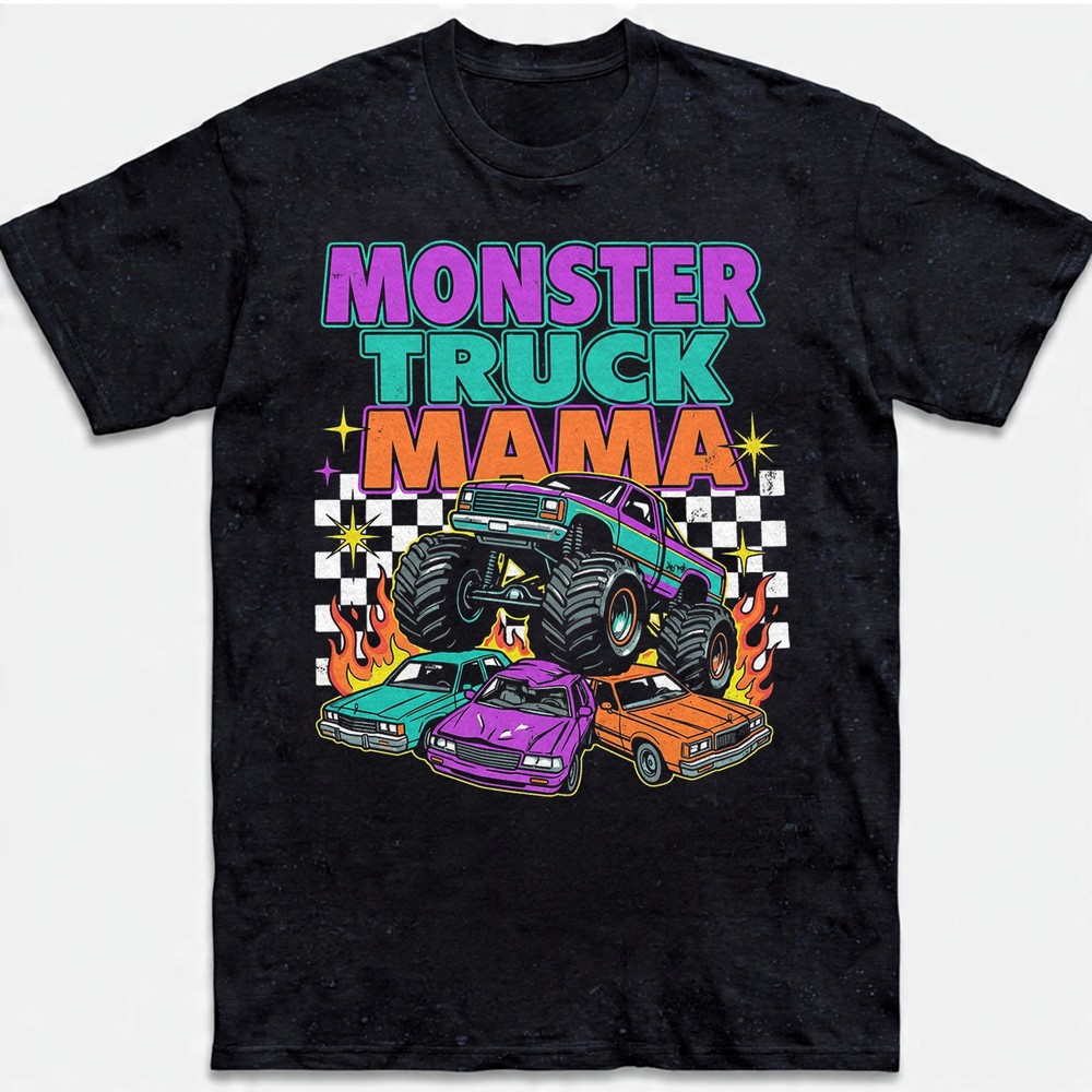 Monster Truck Mama Car Crusher T-Shirt Retro Vintage Gift Men Women Tee