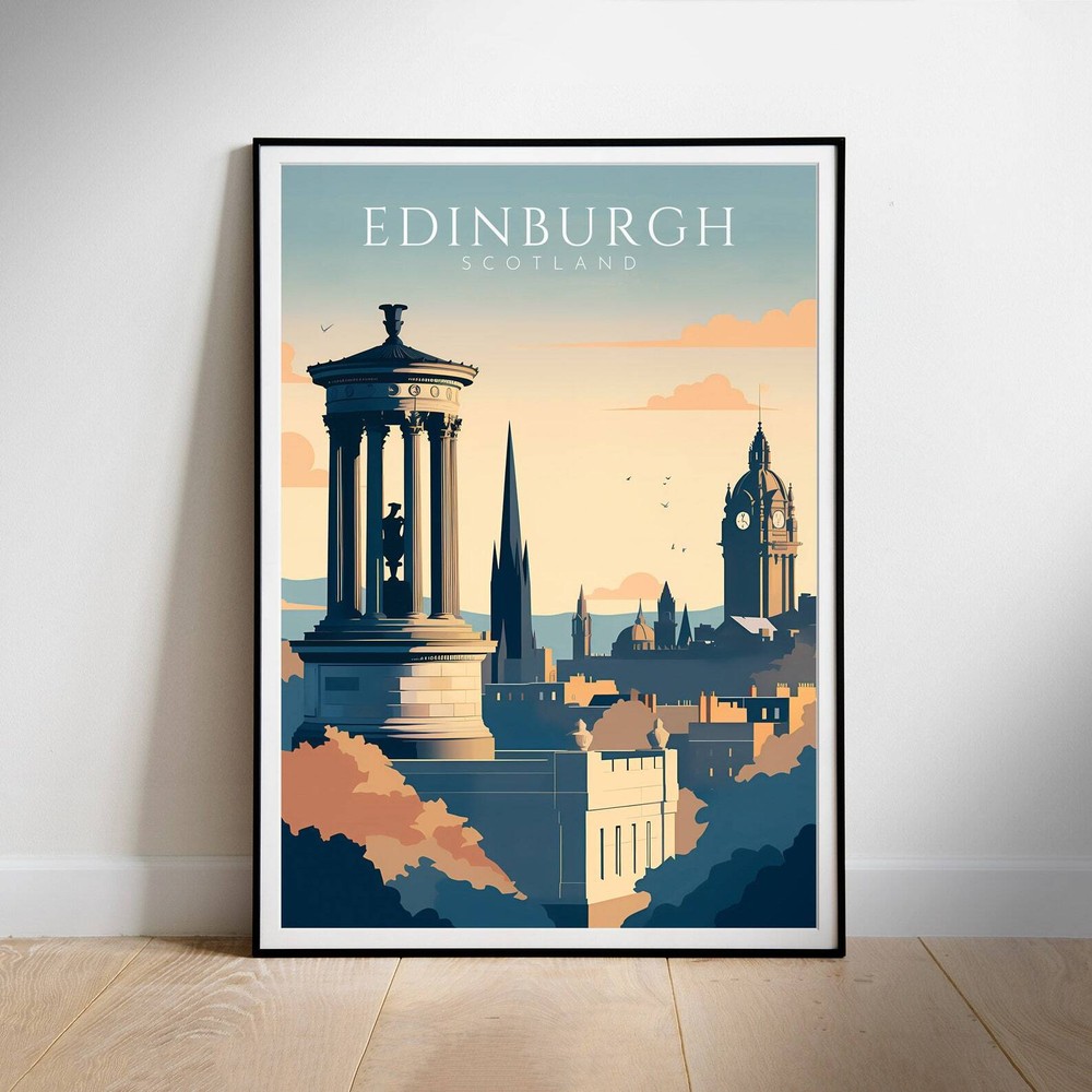 Scotland Travel Poster Retro Wall Art Edinburgh Instant Wall Print