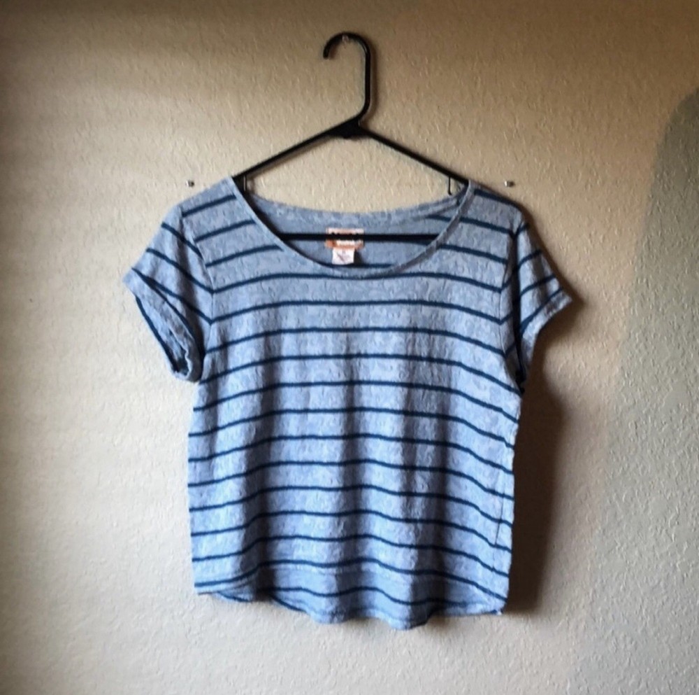 Mudd Shirt Women’s Vintage Y2K Teal Short Sleeve Casual Striped Top Juniors Sz M