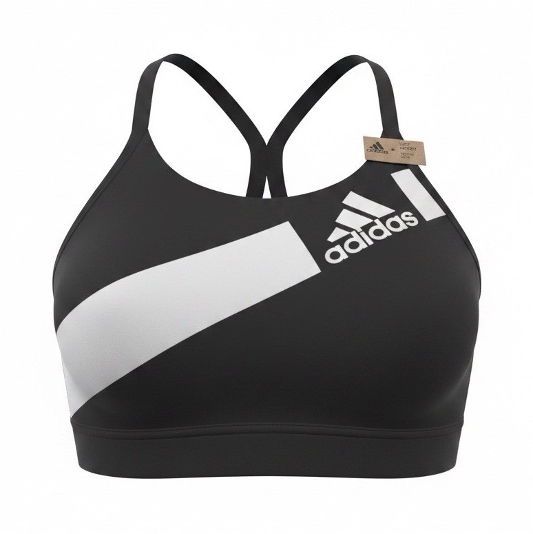 adidas Women's Colorblock Sports Bra Black/White Logo Crossback Wireless L
