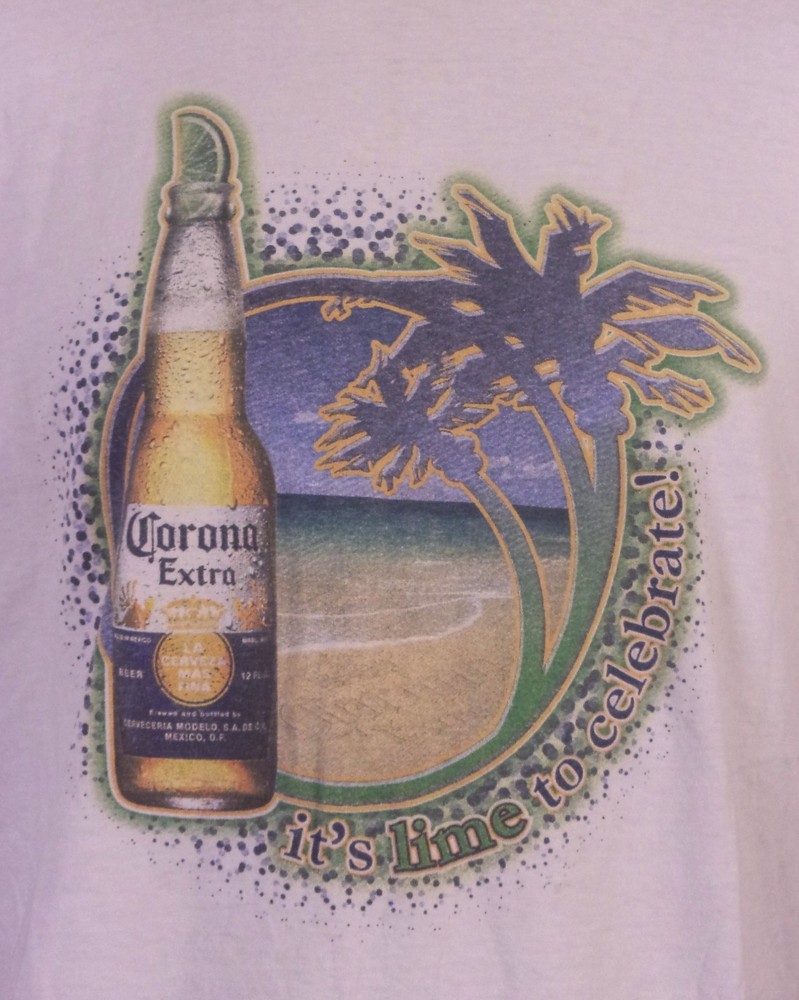 vintage 90s 00s Y2K Corona Extra Beer T-Shirt Lime Beach Tropical SZ XL