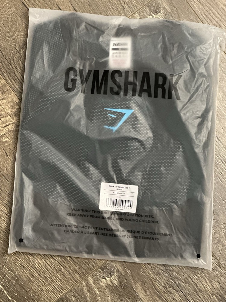 Gymshark Onyx v5 5.0 LARGE Seamless Short Sleeve Black/Brand Blue *CONFIRMED*