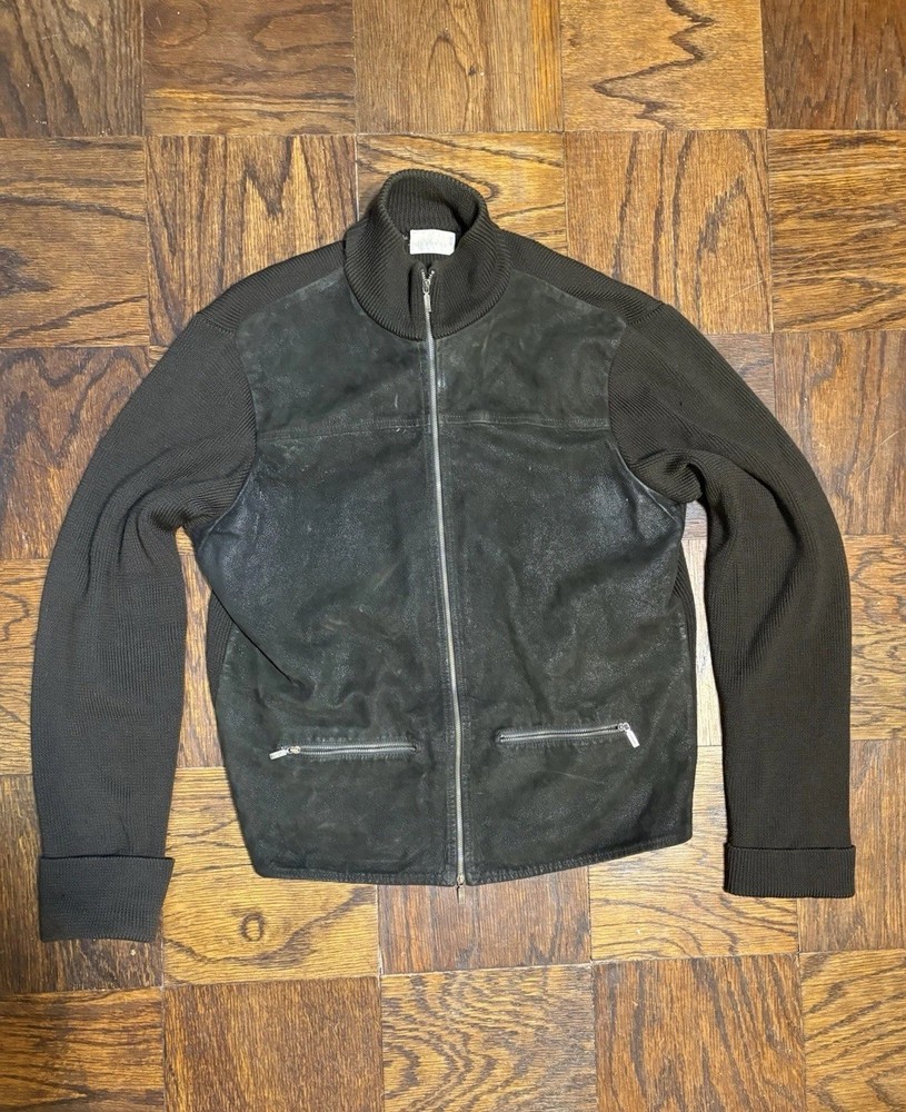 Vintage Iceberg Leather & Wool Sweater/Jacket Made in Italy Measures L