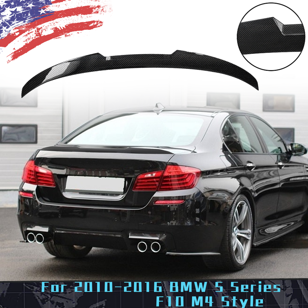 For 10-16 BMW 5 Series F10 M4 Style Carbon Fibre Rear Trunk Spoiler Lip Wing