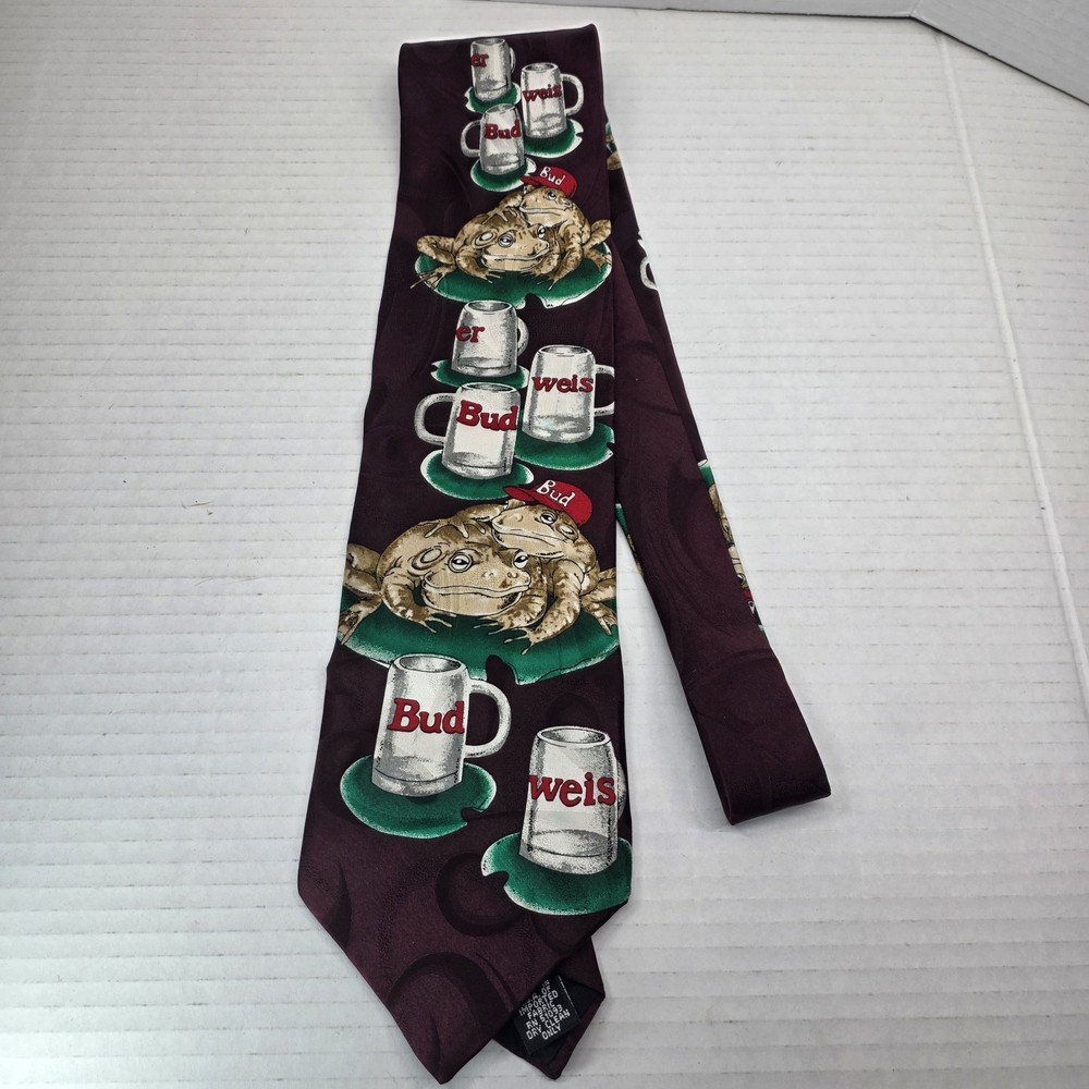 Budweiser Frogs Silk Tie Beer Mugs VTG 1996 Anheuser-Busch Genuine Collection
