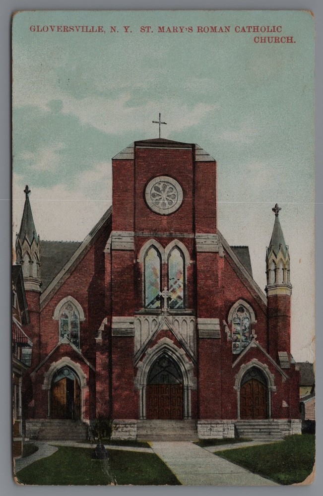 Vintage 1908 St. Mary's Roman Catholic Church Postcard Gloversville NY