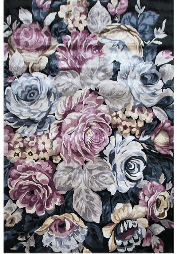 Dark Linda Floral Hand-Tufted wool and viscose Area Rug Carpet