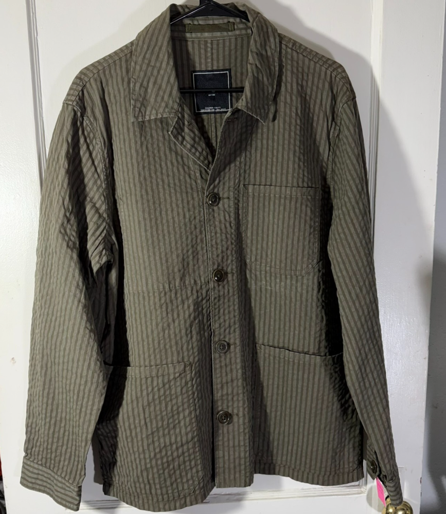 Todd Snyder Seersucker Chore Jacket Olive Striped Elegant  Sz M New $328