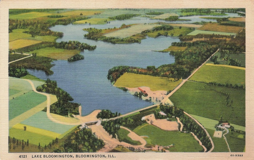 1934 Lake Bloomington Illinois C.T. Art-Colortone Linen Unposted Postcard