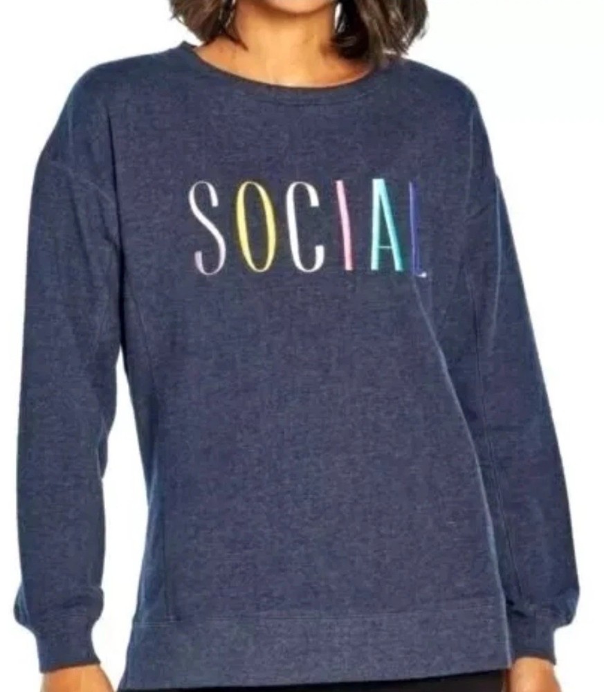 Wildfox SOCIAL Women's Sweatshirt Navy Blue XS