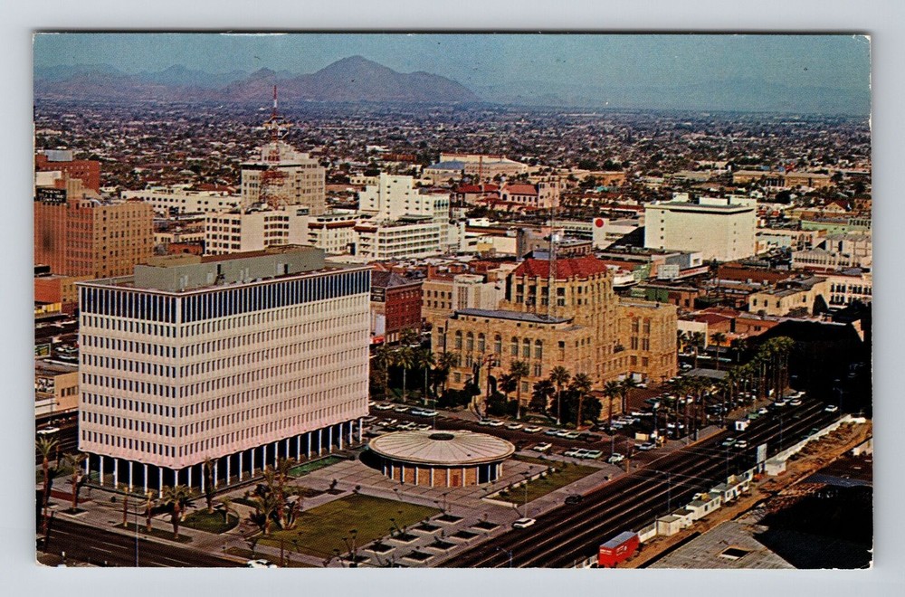 Phoenix AZ-Arizona, Aerial View Town Area, Scenic, Vintage Postcard