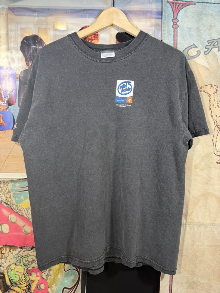 Vintage Intel Pentium Shirt Mens XL MMX Tech Computer USA faded grunge Y2K