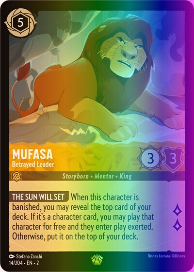 Lorcana Mufasa - Betrayed Leader (14/216) Rise of the Floodborn LP FOIL