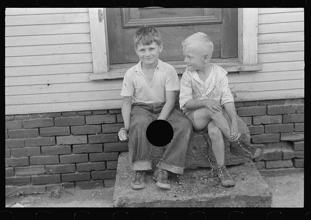 Photo:Two Boys on Porch 1930s Vintage Snapshot
