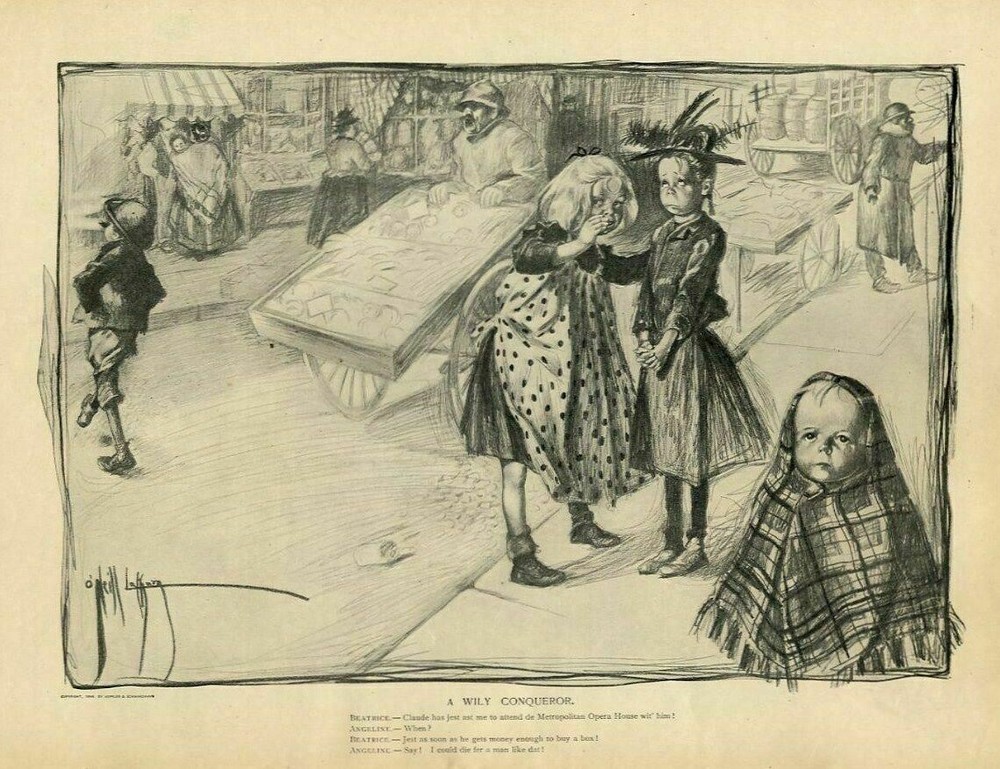 JUVENILE BOY ASKS YOUNG GIRL ON DATE TO METROPOLITAN OPERA HOUSE STREET CHILDREN