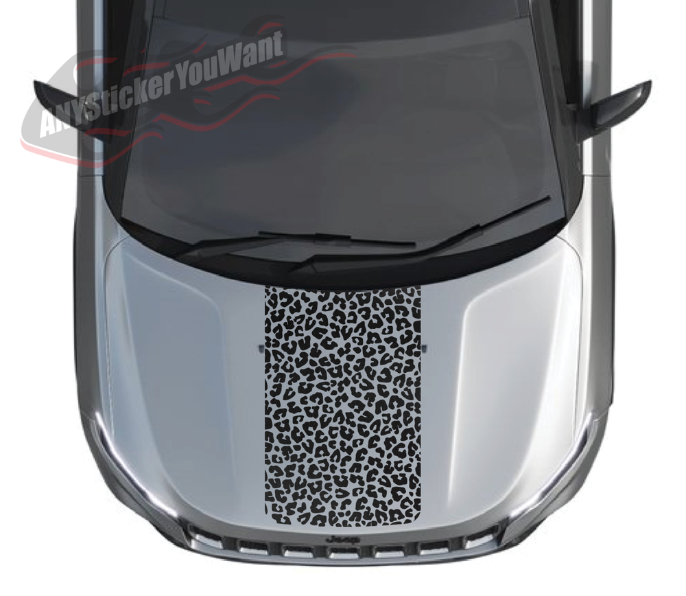 Leopard Print Blackout Hood Vinyl Decal for 2017-2024 Jeep Compass