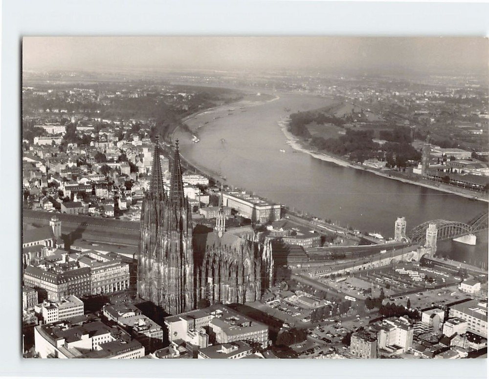 Postcard Aerial View Cologne Cathedral Germany