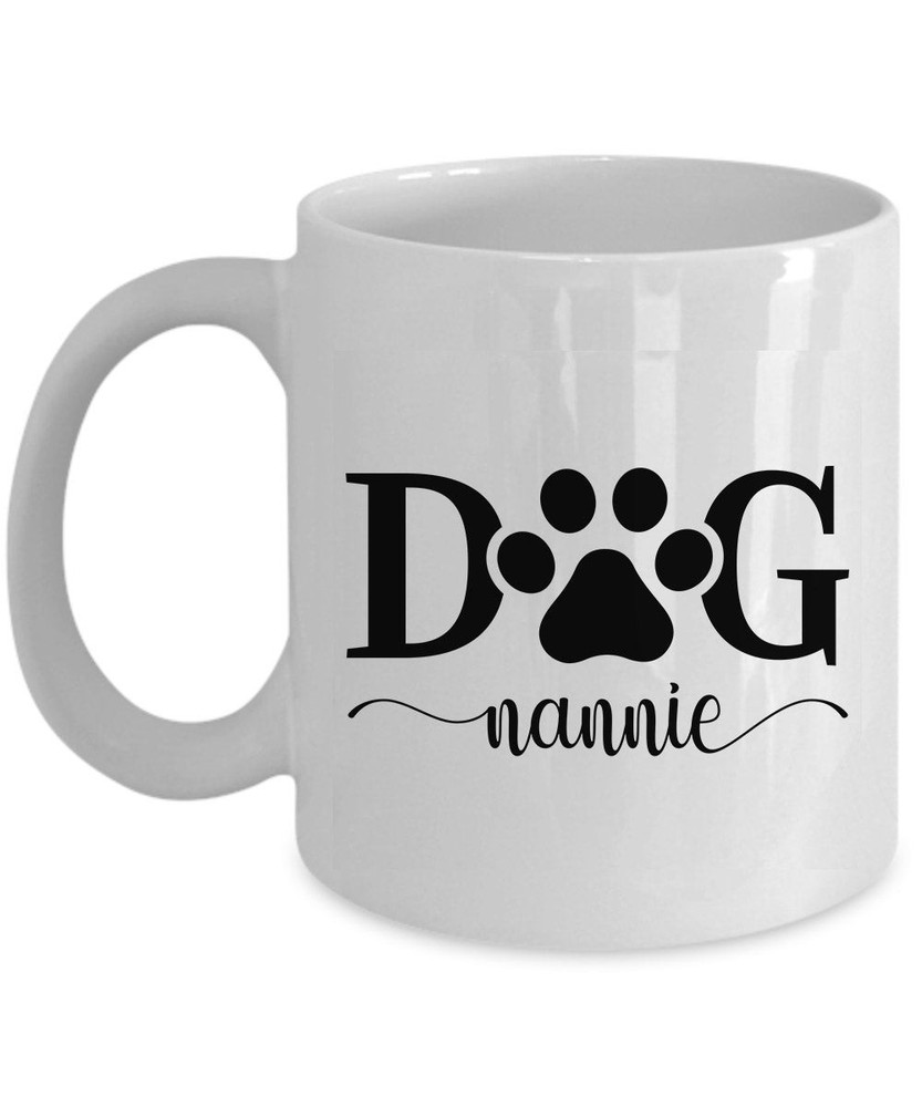 Vintage Funny Dog Nannie Coffee Mug with Paw Design - Cute Xmas Gift for Mom