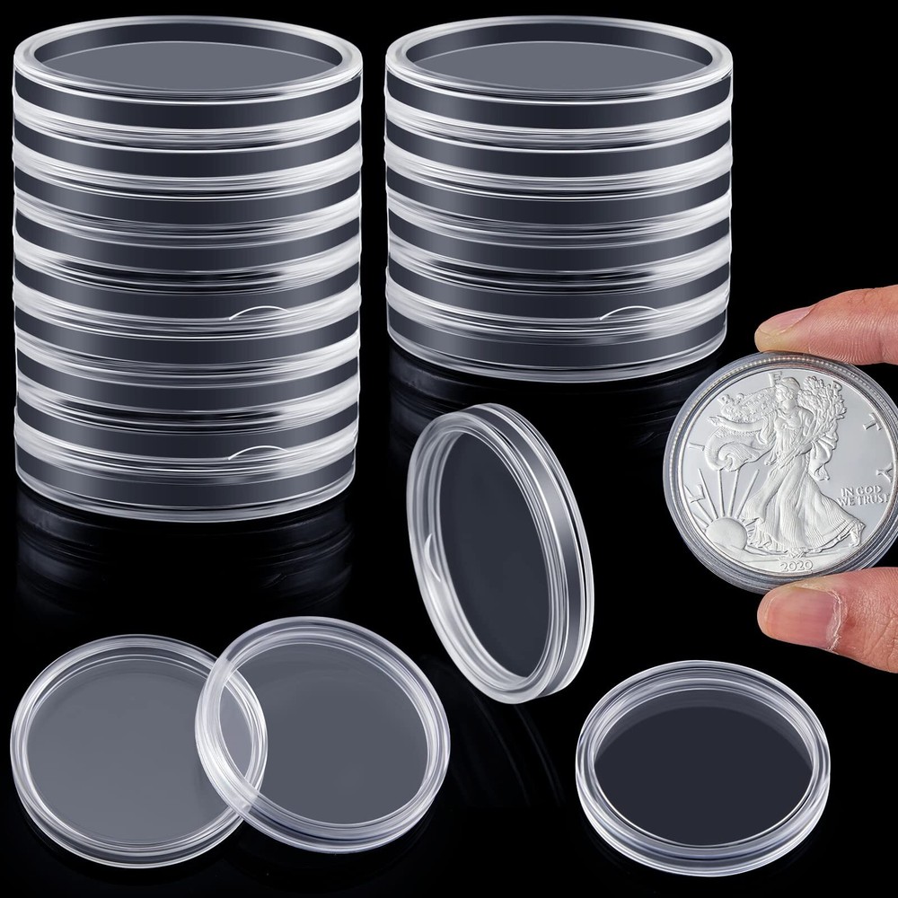 30 Pieces Silver Dollar Coin Holder 40.6mm Silver Bar Capsule Holders Coin Ca...