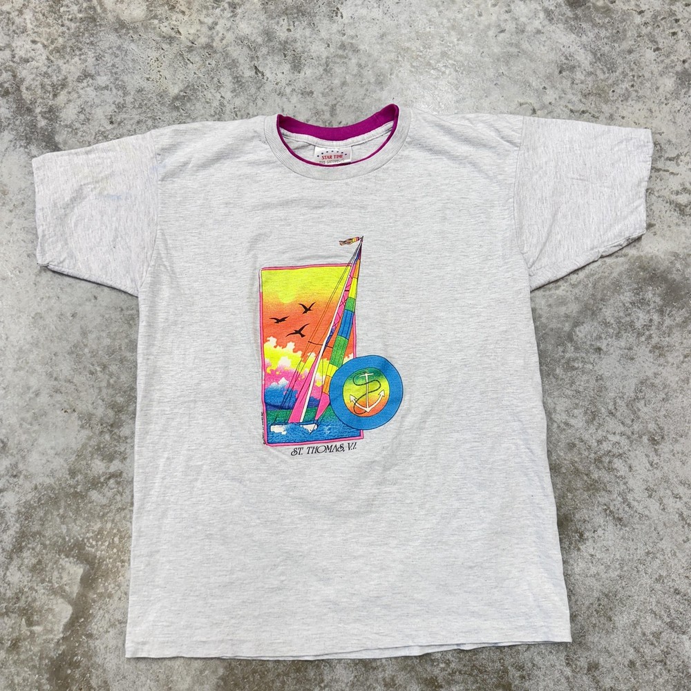 Vintage St Thomas VI Shirt Mens Extra Large Sailboat Graphic Caribbean 90s Tee