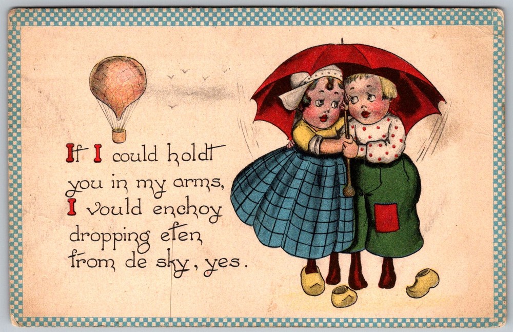 Antique Postcard Children Under Umbrella Evansville, 1910s