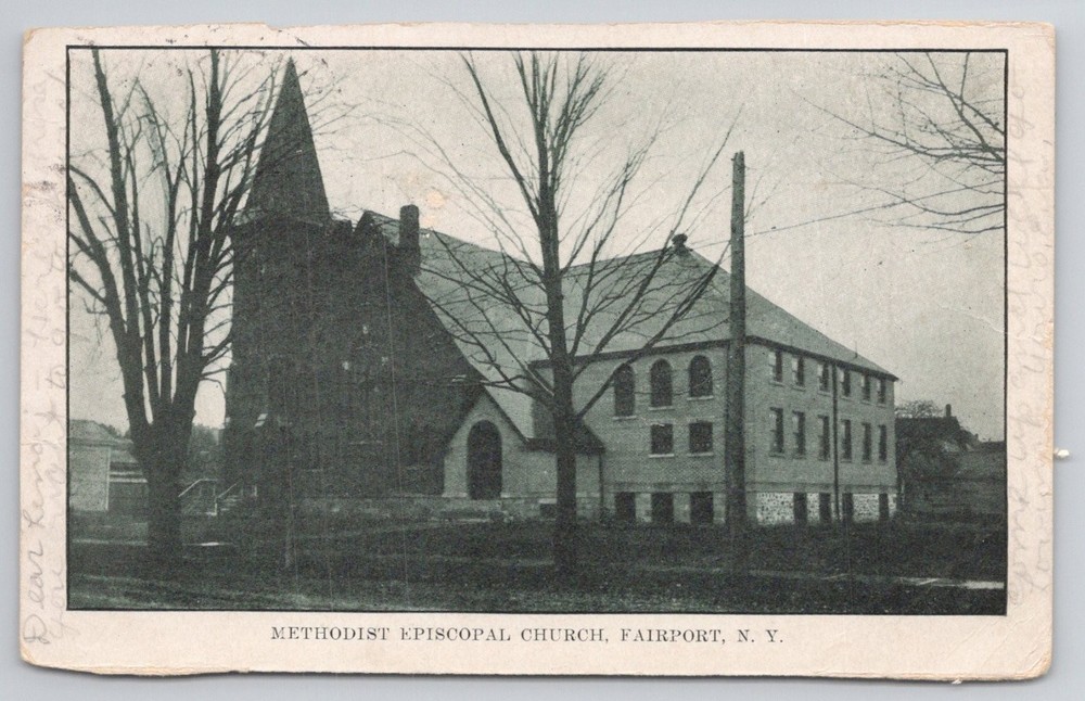 Fairport NY Methodist Episcopal Church 1907 Postcard Syracuse Addressed