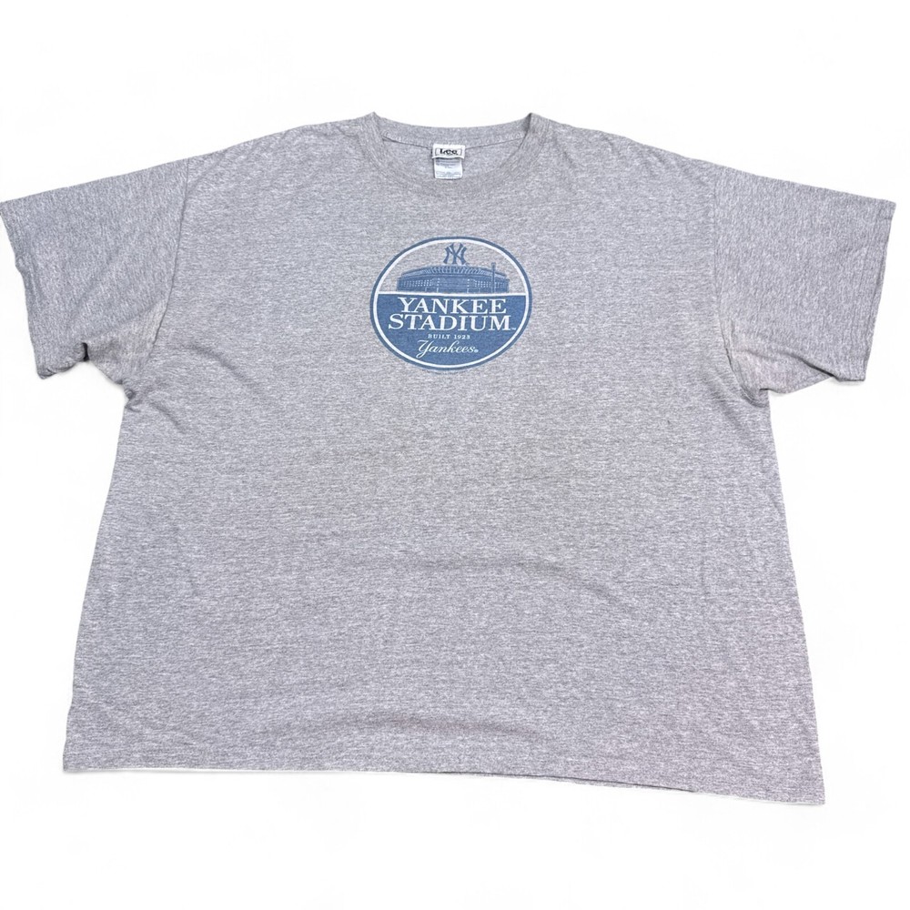 Vintage New York Yankees Stadium T Shirt Adult Size 2XL XXL Gray Big Logo Tee