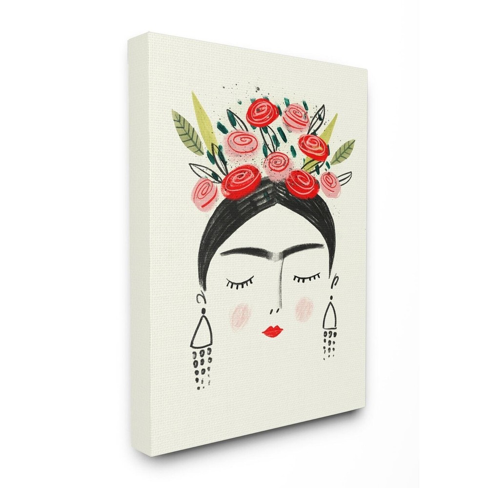 Stupell Frida's Dreams Bright Black Red and Pink Floral