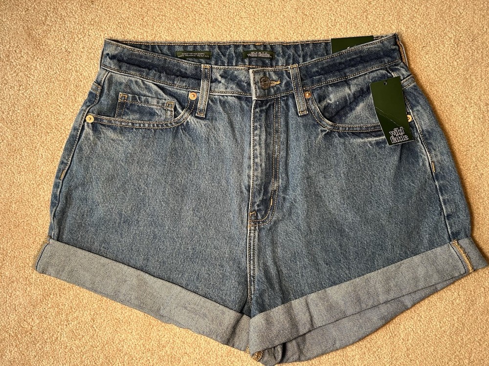 SHORTS - Wild Fable - Highest Rise Mom Shorts -Cuffed -Medium Blue - Sz 10 - NWT