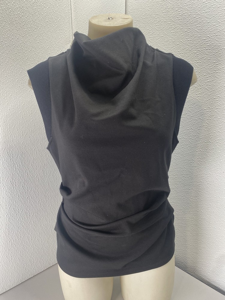 Reiss Womens Cobi Draped Jersey Twill Sleeveless Top Size 4 Black