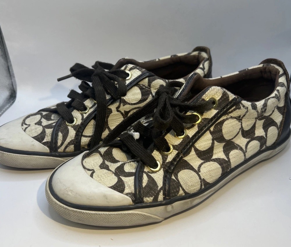 Coach Womens Barrett Multicolor Signature Lace Up Sneaker Shoes Size 7.5
