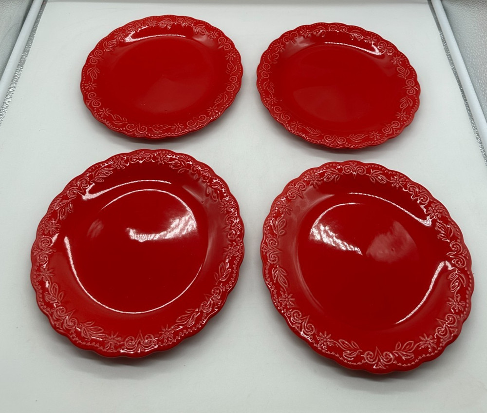 Set of Four (4) Pioneer Woman ~ TONI ~ Red ~ 8.5