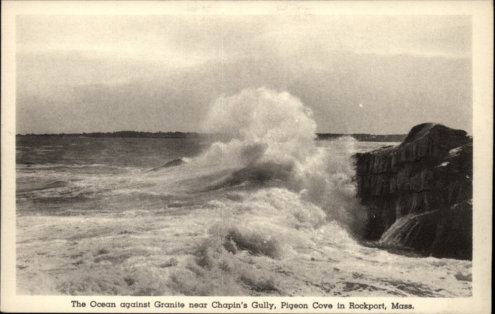 Ocean Granite Rockport Massachusetts Pigeon Cove vintage postcard d668
