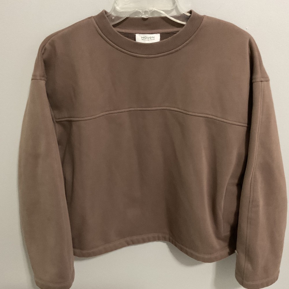 Haven Well Within Sherpa-Lined LS Sweatshirt, SM,Cozy,Workout,Pockets