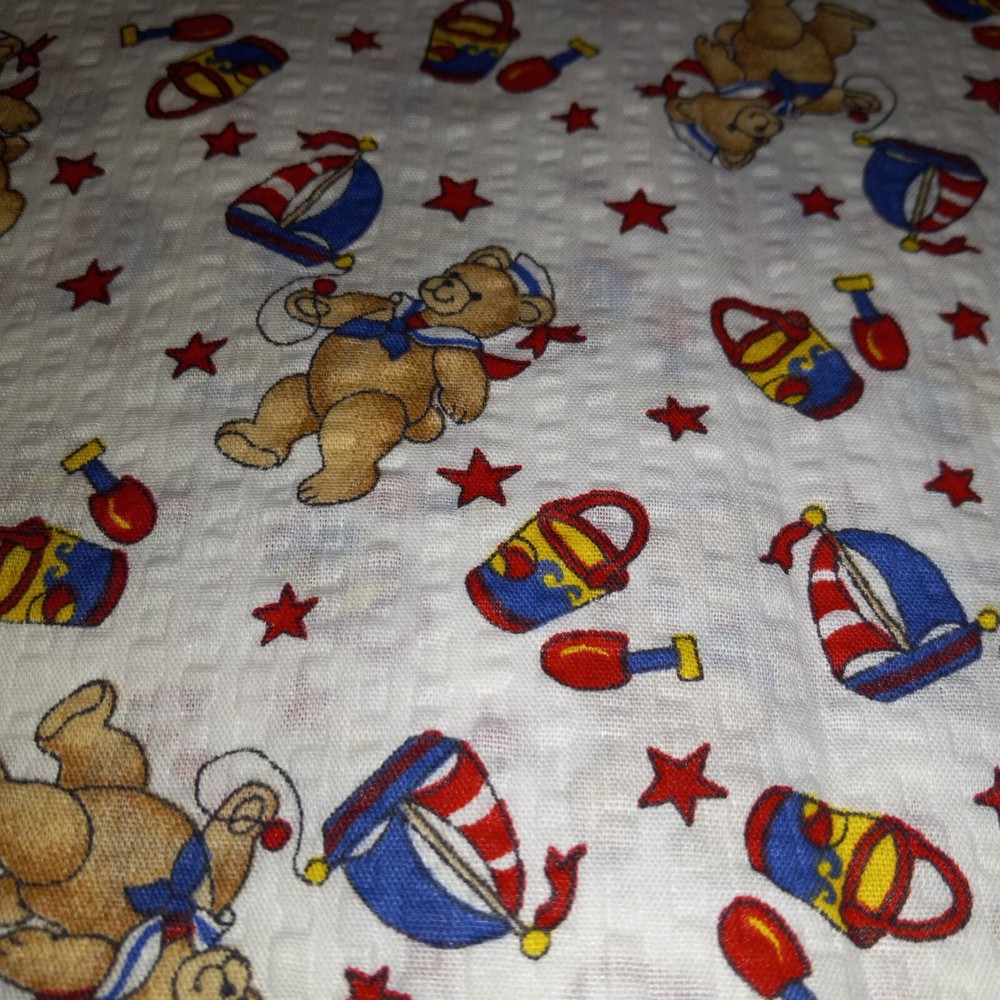 Springs Industries Nautical Beach Sailor Bear Fabric 1 Yard