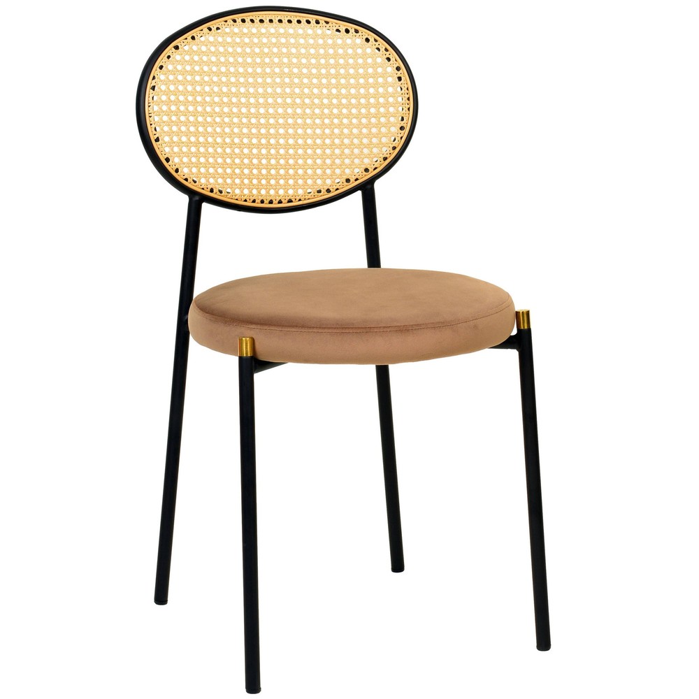 LeisureMod Euston Modern Dining Chair with Wicker Back and