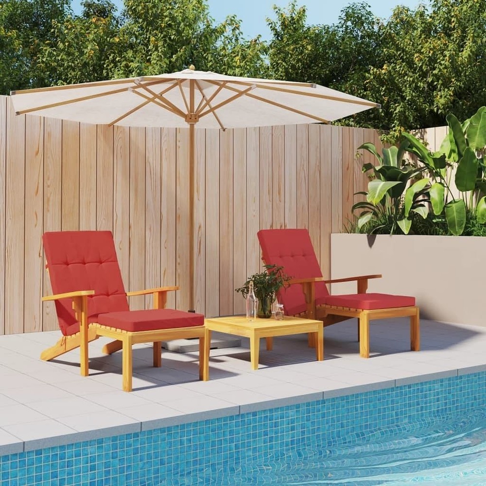 Red Oxford Polyester Deck Chair Cushion Set of 2