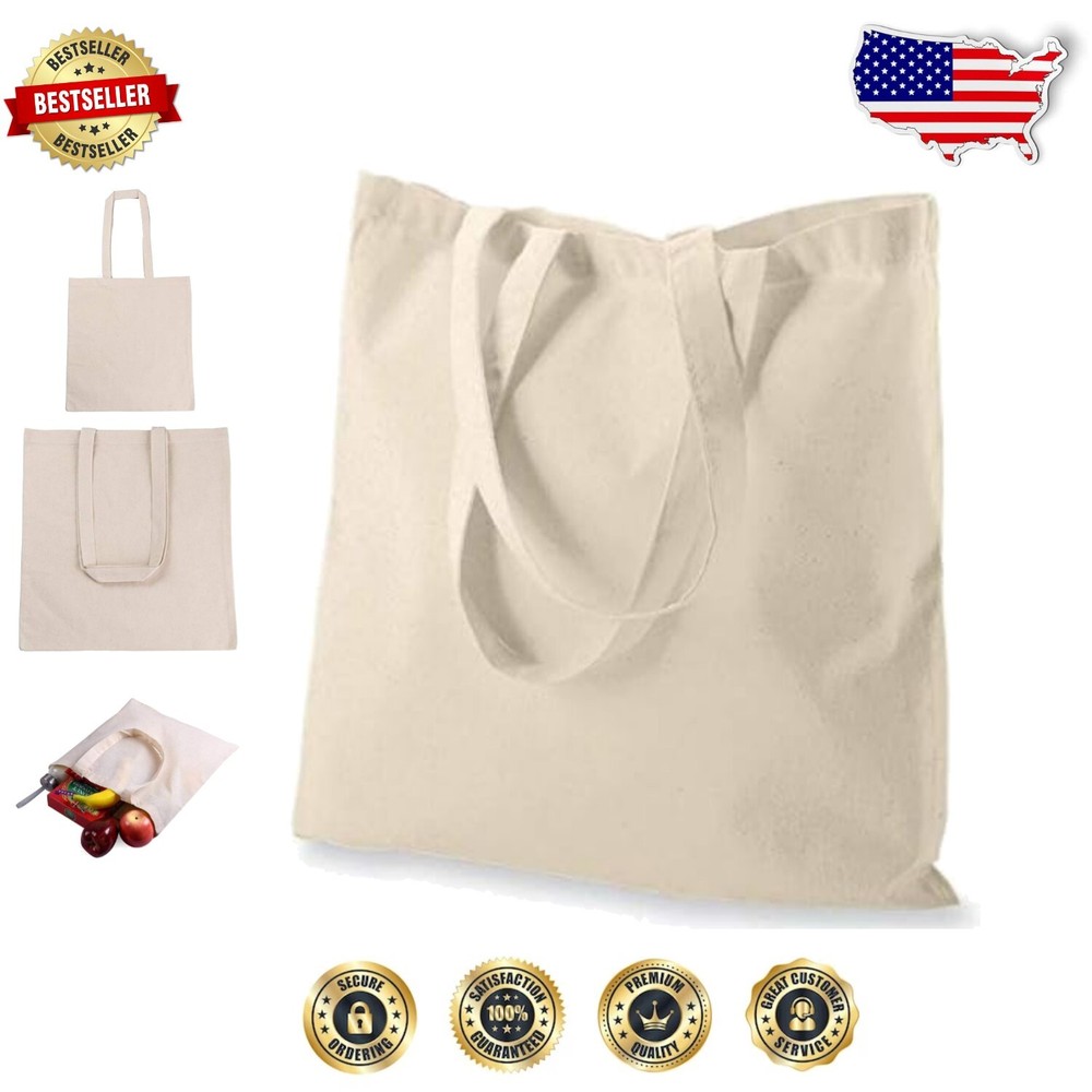 50 Pack Lightweight Eco Cotton Tote Bags 15x16 Inch Spacious Design