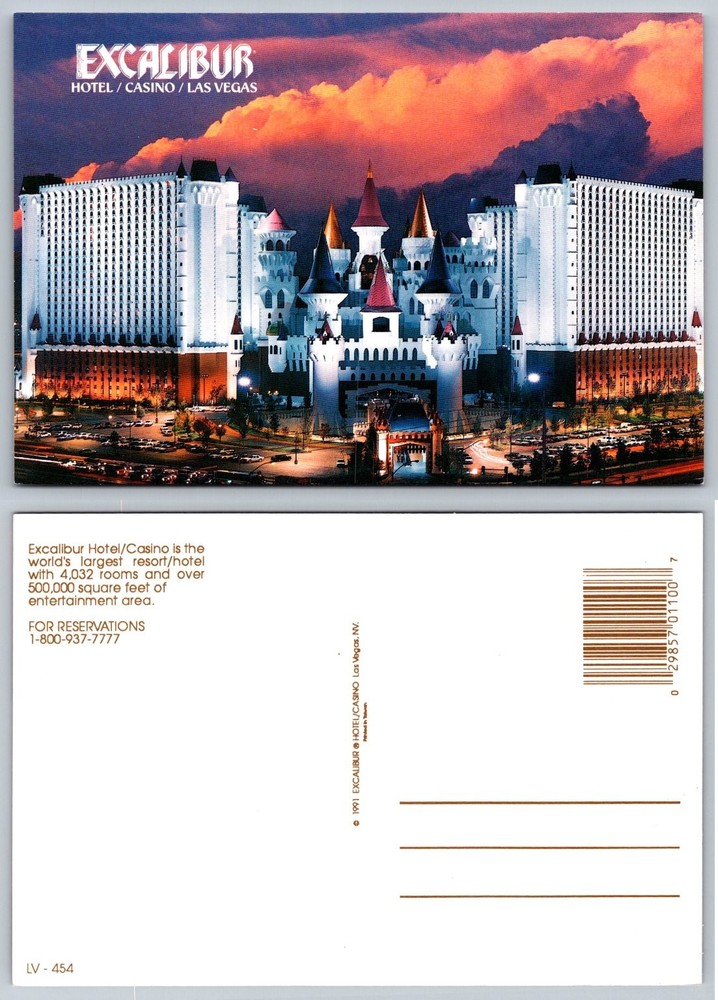 1991 Excalibur Hotel Casino Las Vegas Postcard Castle Architecture Nevada