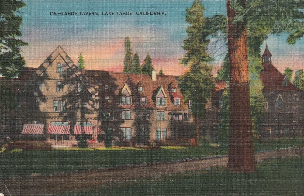 Tahoe Tavern Lake Tahoe California Vintage linen postcard