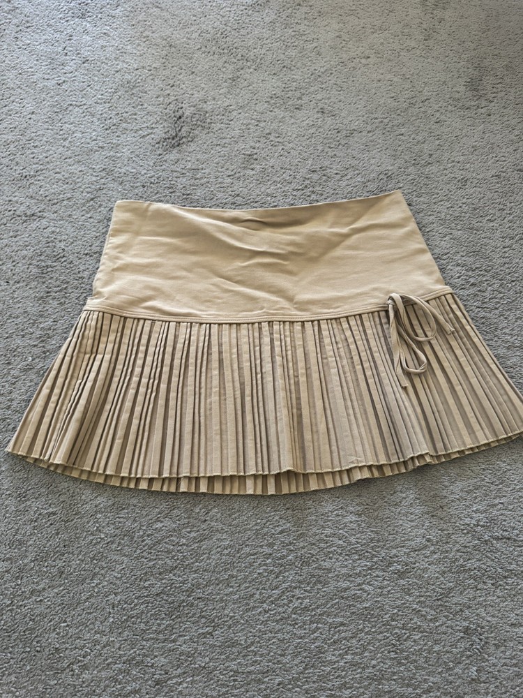 Fashion Ave Khaki Mini Pleated Skirt Y2K Size L